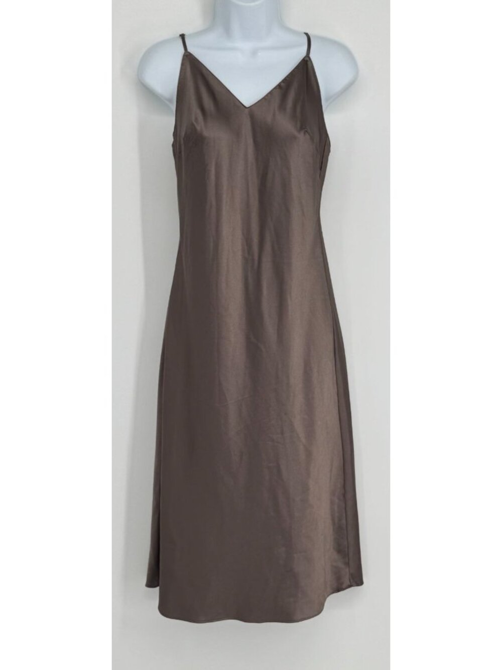 Victoria's Secret Metallic Brown Satin Tank Dress Chemise Nightgown Medium M